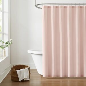 Brooklyn Loom Solid Cotton Blush Shower Curtain